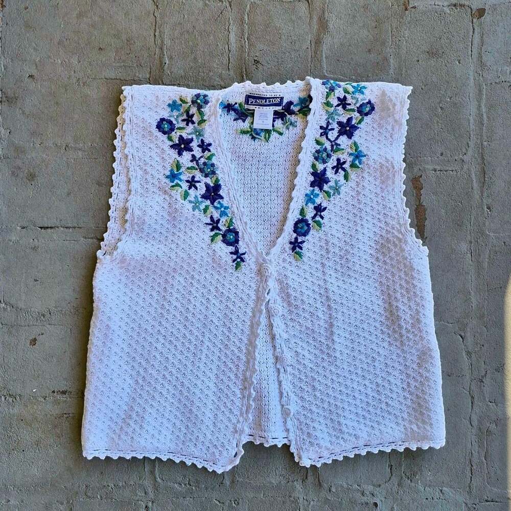 Vintage pendleton crochet sweater vest S